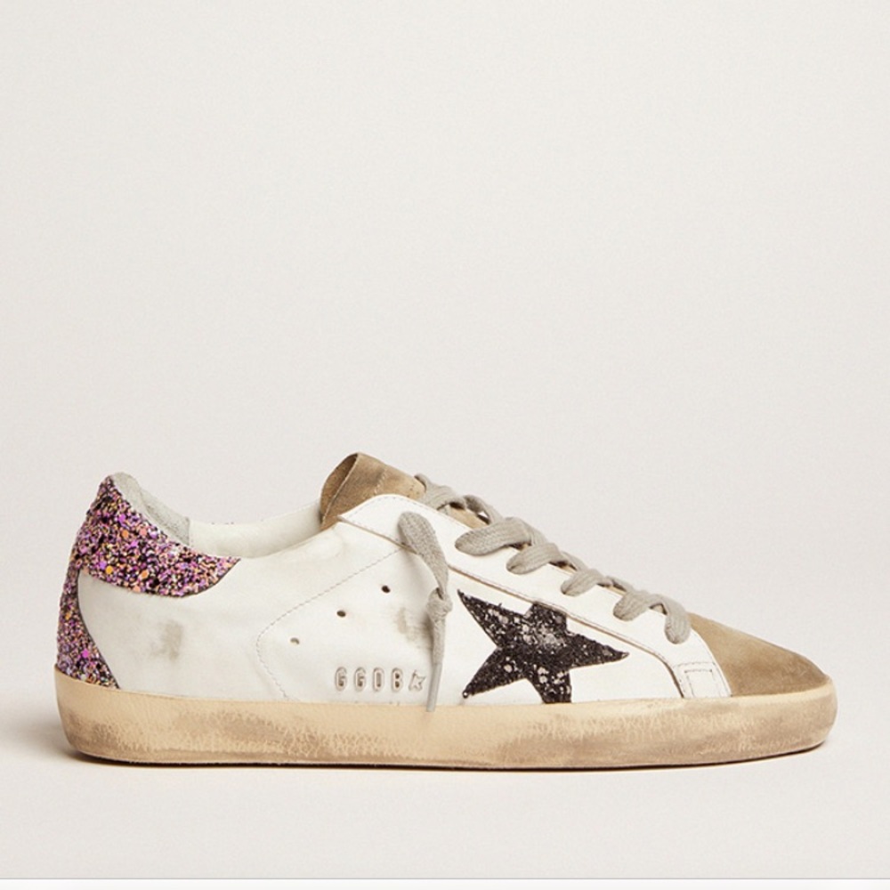 Golden Goose Deluxe Brand Superstar Glitter-Detail Lace-Up Sneakers size 37 (7)
